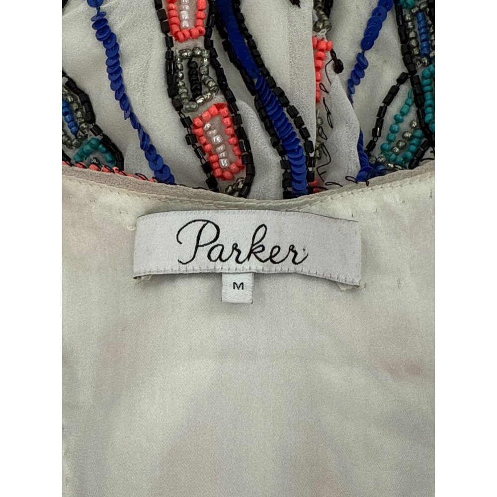 Parker Ramsey Hand-Beaded Art Deco Patterned Sleeveless Mini Dress Medium - Picture 7 of 8